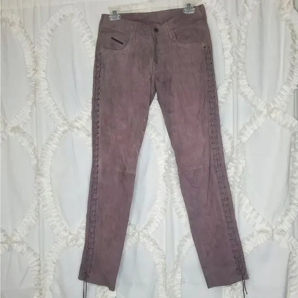 Diesel Black Gold | Pants & Jumpsuits | Diesel Black Gold Skinny Suede  Leather Lace Up Side Pants Size 27 | Poshmark